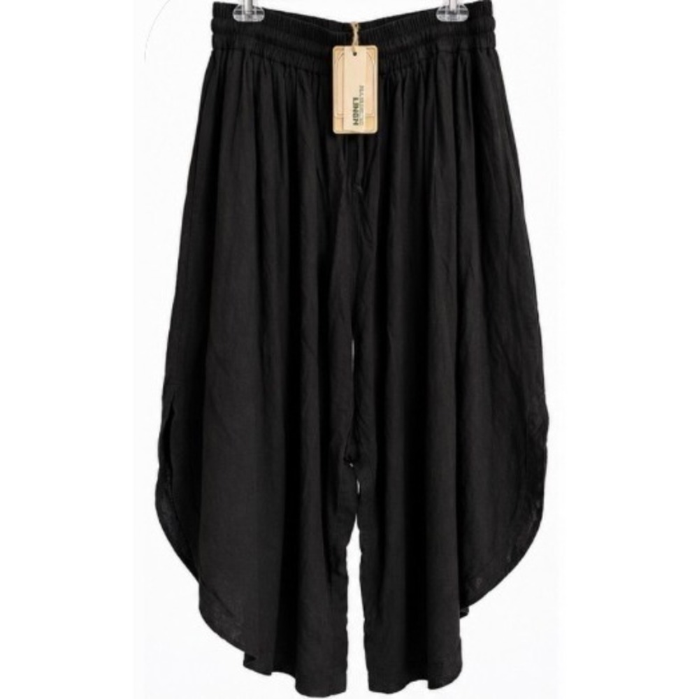 TARSE Black Boho Flowy High Split Lounge Palazzo Pants Size XL